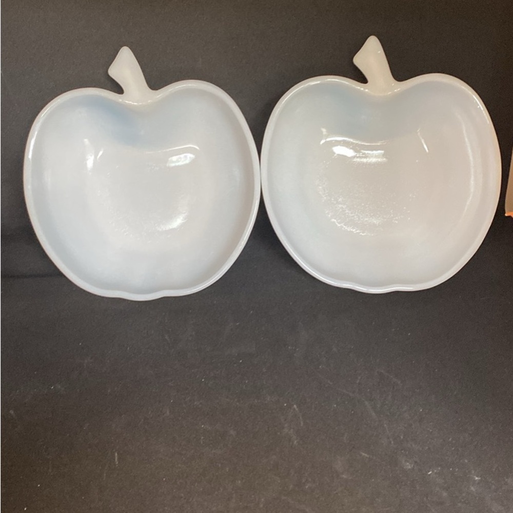 White Milk Glass Apple-Shaped Bowls